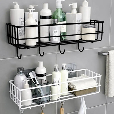 Bathroom Iron Corner Shelf – No-Drill Wall Mount Shower Organizer