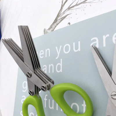 Multifunctional Multi-layer Green Onion Scissors Stainless Steel Onion Cutting Knife