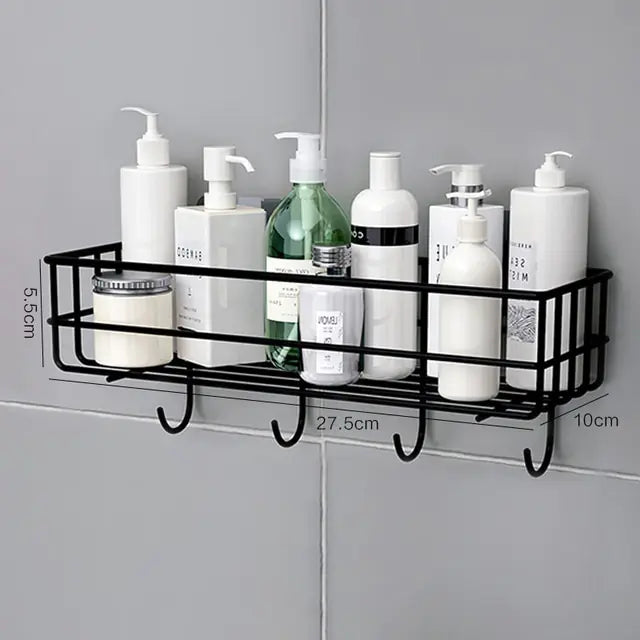 Bathroom Iron Corner Shelf – No-Drill Wall Mount Shower Organizer