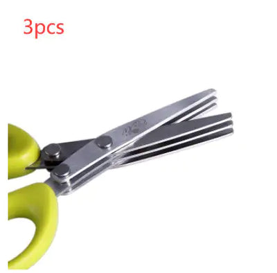 Multifunctional Multi-layer Green Onion Scissors Stainless Steel Onion Cutting Knife