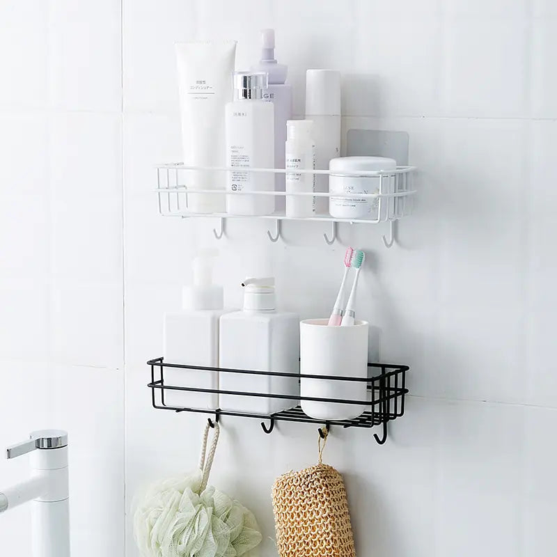 Bathroom Iron Corner Shelf – No-Drill Wall Mount Shower Organizer