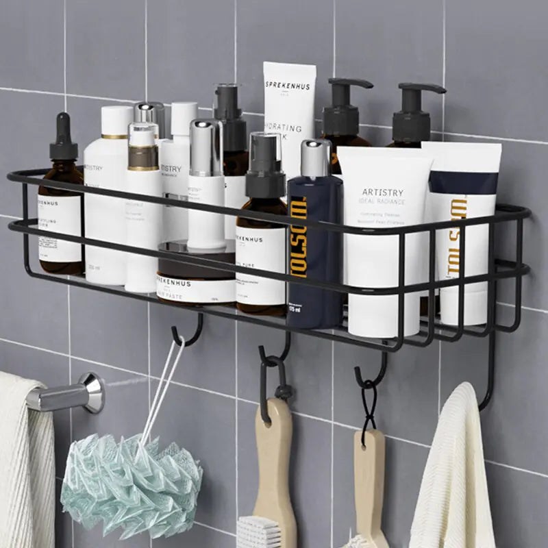 Bathroom Iron Corner Shelf – No-Drill Wall Mount Shower Organizer