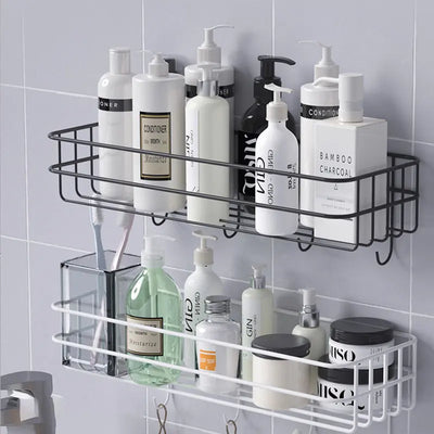 Bathroom Iron Corner Shelf – No-Drill Wall Mount Shower Organizer