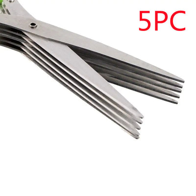 Multifunctional Multi-layer Green Onion Scissors Stainless Steel Onion Cutting Knife