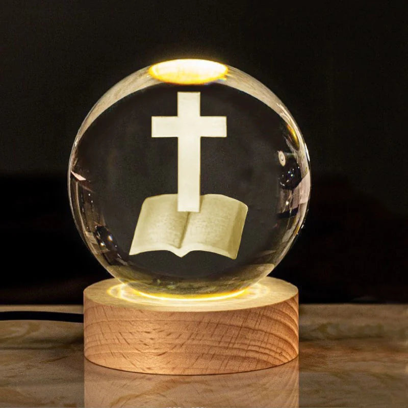 Luminous Crystal Office Display – Elegant LED Cross Decor