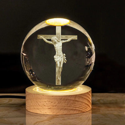 Luminous Crystal Office Display – Elegant LED Cross Decor