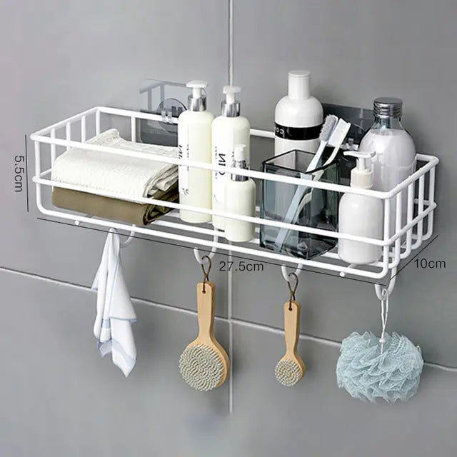 Bathroom Iron Corner Shelf – No-Drill Wall Mount Shower Organizer